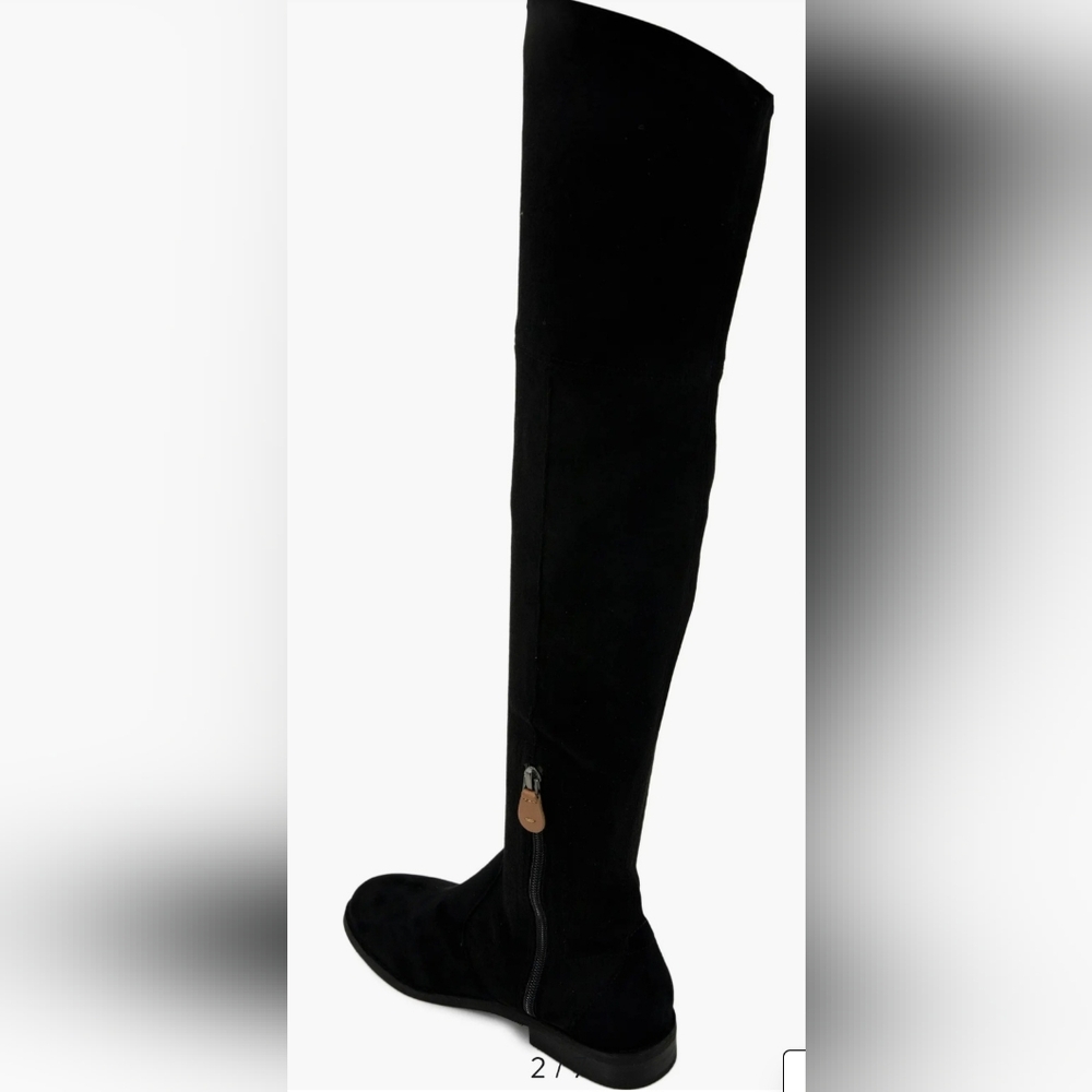 Women's Black Knee-High Zip Boot - Picture 2 of 9